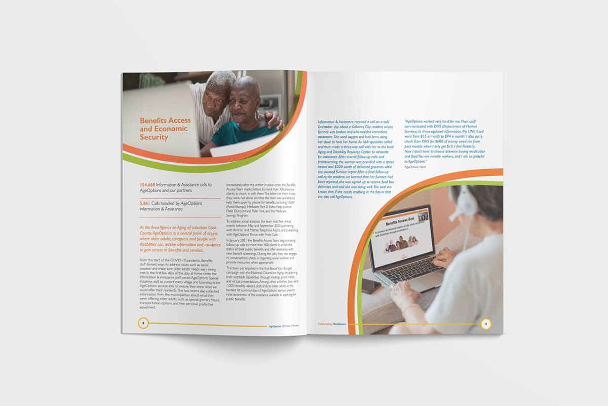 an opened copy of the print marketing annual report