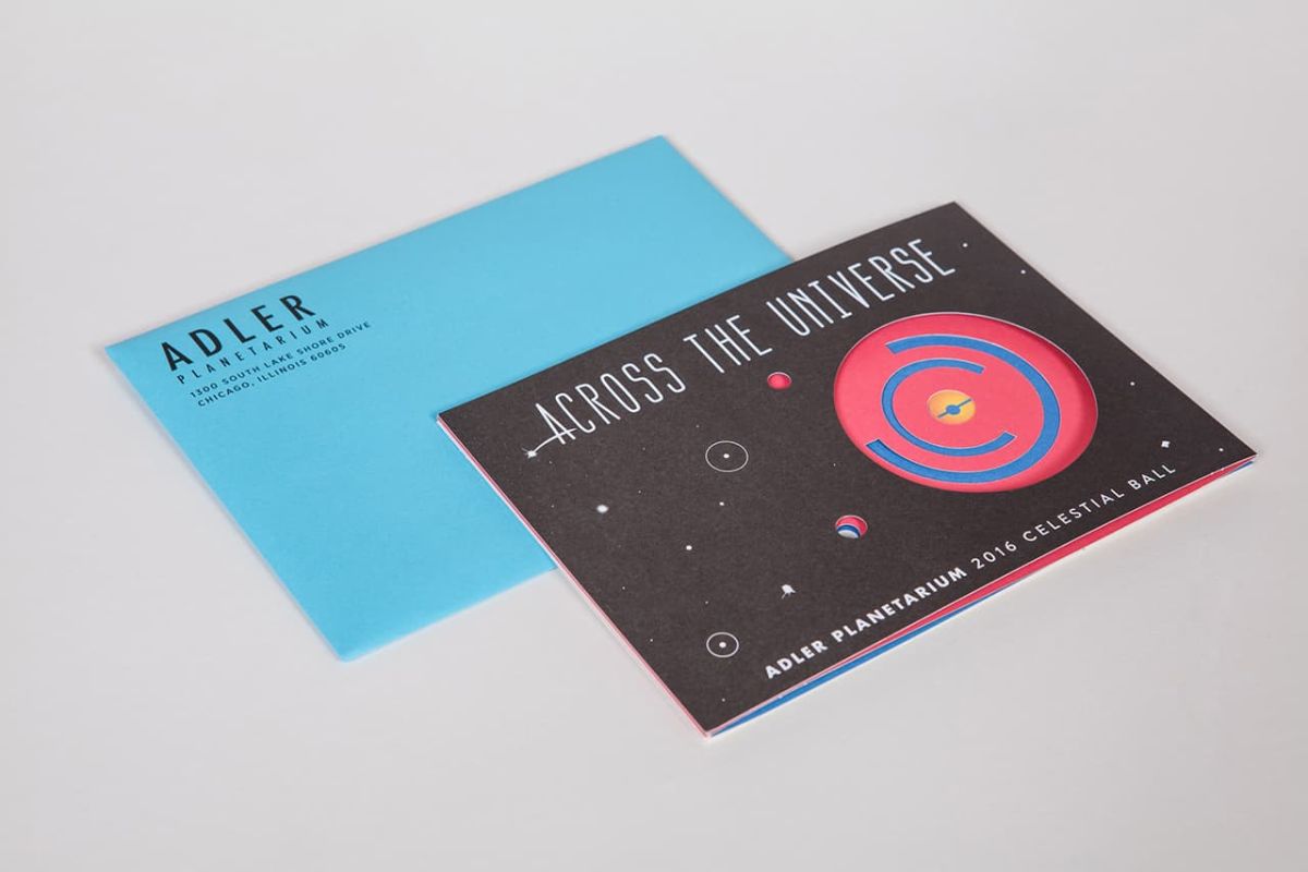 View of the closed invitation and envelope