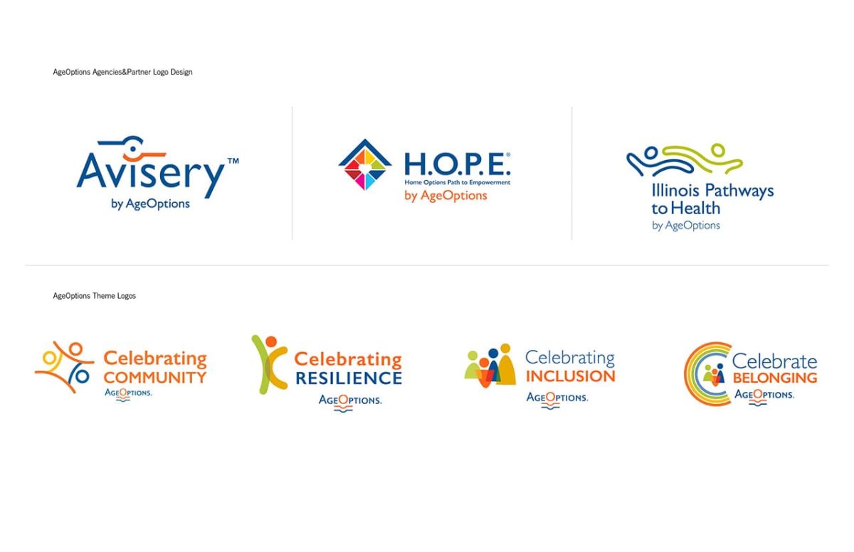 examples of the logos designed for ageoptions rebranding